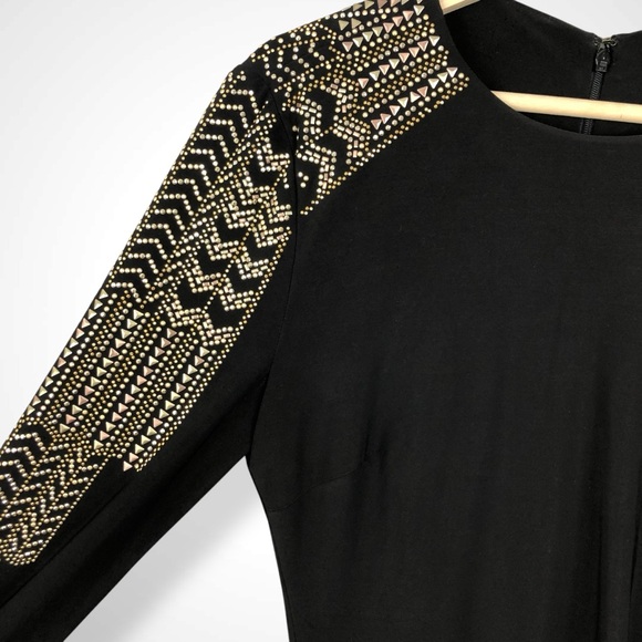 Caché Embellished Sleeve Midi Dress with Gold Stud Detail - Picture 9 of 10